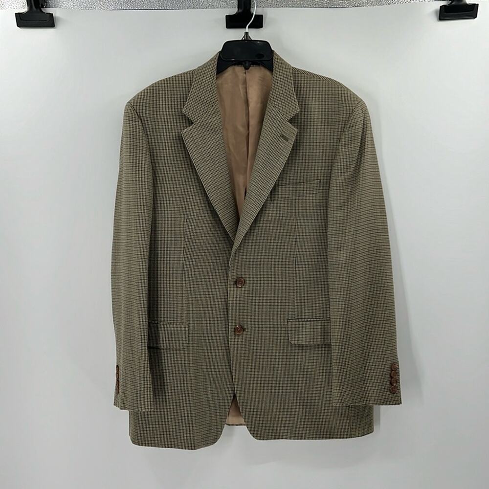 Lauren Ralph Lauren Men's Houndstooth Silk/Wool Blazer - Tan/Green - 42R